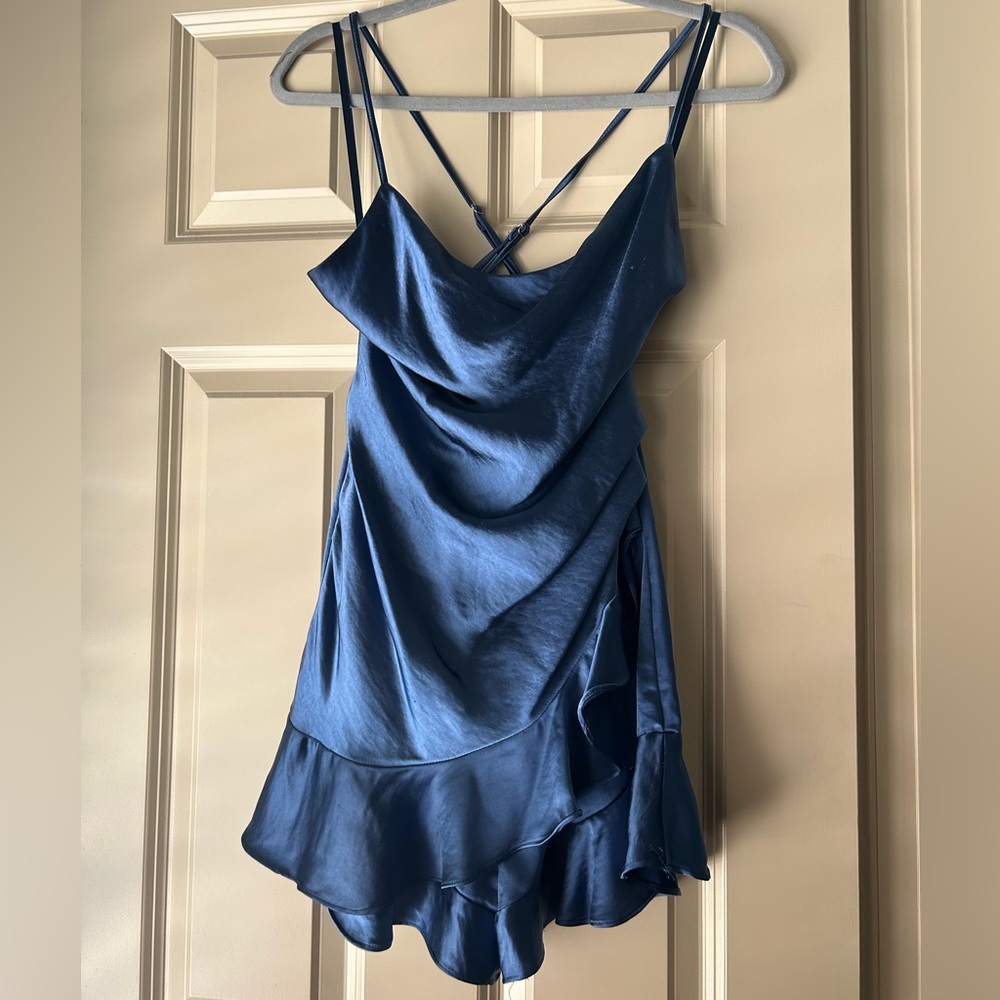 Princess Polly Blue Satin Romper
